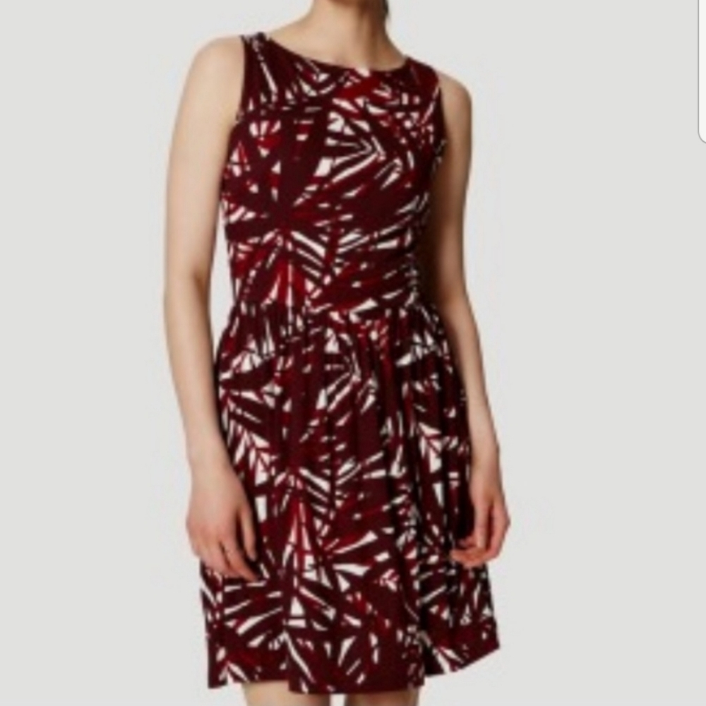 Ann Taylor Loft Short Sunset Palm Tree Cutout Flare Dress | Size XS